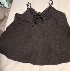 SHEIN Black Lace-Trim Tie-Front Cami